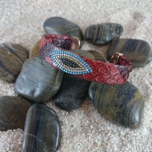 Sterling Silver Leather Bangle, Bracelet